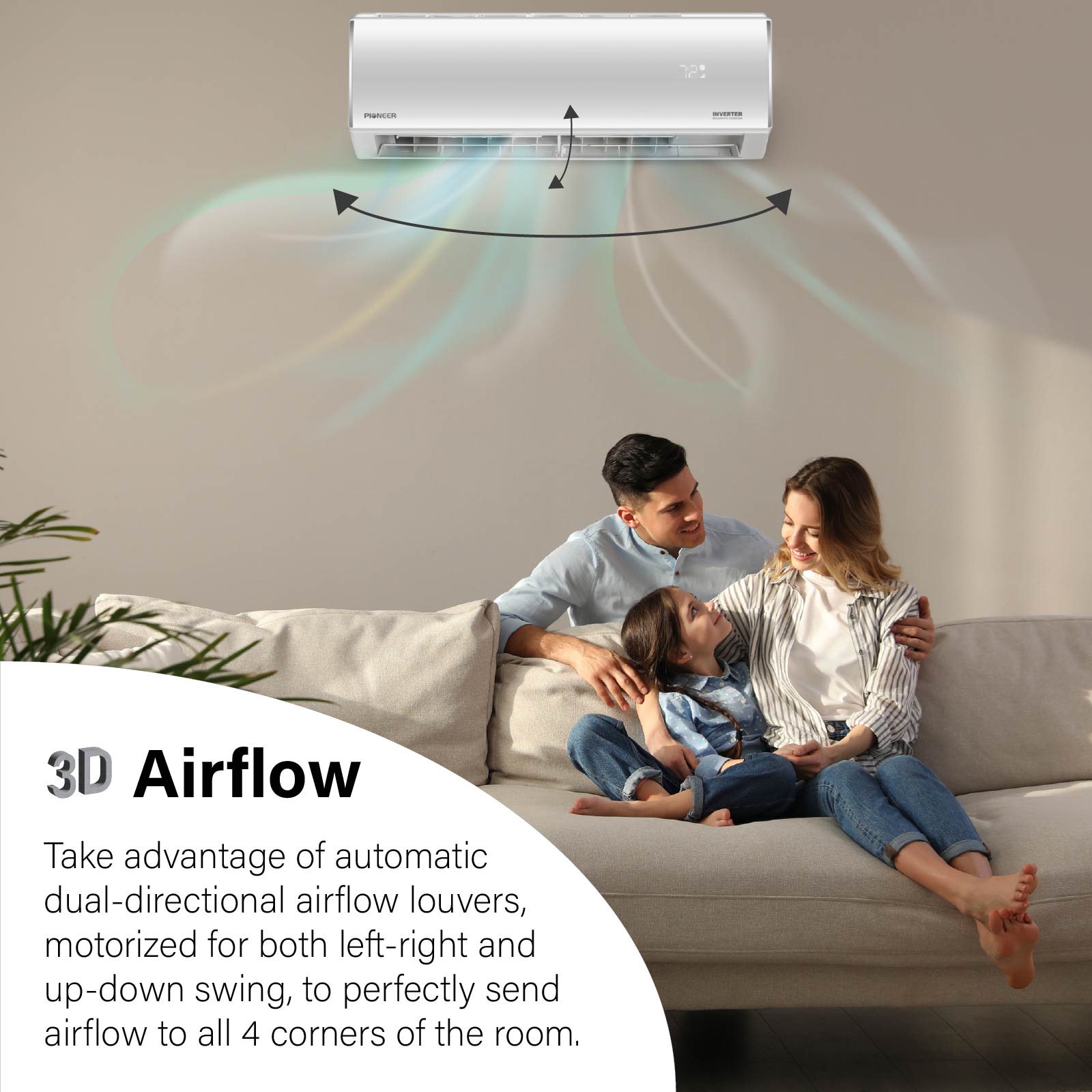 Pioneer® Diamante Essenza™ 12,000 BTU 17 SEER2 115V High-Wall Ductless Mini-Split Air Conditioner Inverter Heat Pump with 16 Ft. Kit