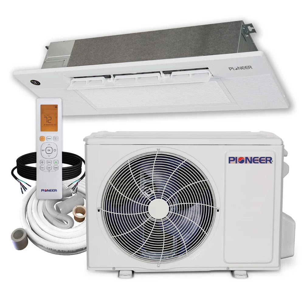 Pioneer® Quantum Ultra™ 12,000 BTU 22 SEER2 230V Single-Way Ceiling Recessed Cassette Ductless Mini-Split Air Conditioner Inverter Heat Pump Full Set