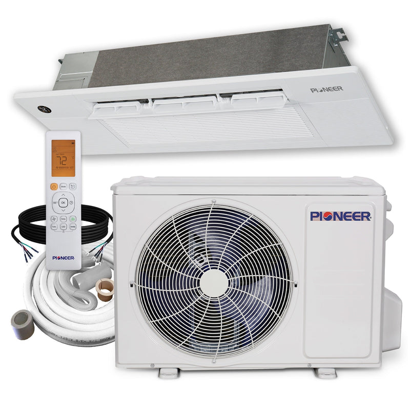 Pioneer® 18,000 BTU 21.8 SEER2 One-Way Ceiling Cassette Mini-Split Air Conditioner Heat Pump System Full Set 230V