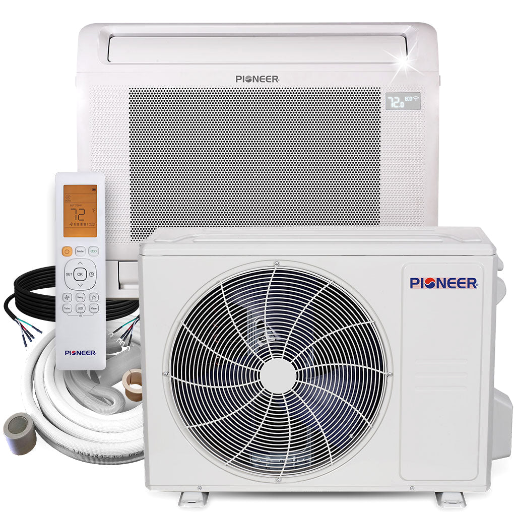 Pioneer® 18,000 BTU 22.4 SEER2 Floor Console Mini-Split Inverter++ Energy-Star Air Conditioner Heat Pump System Full Set 230V