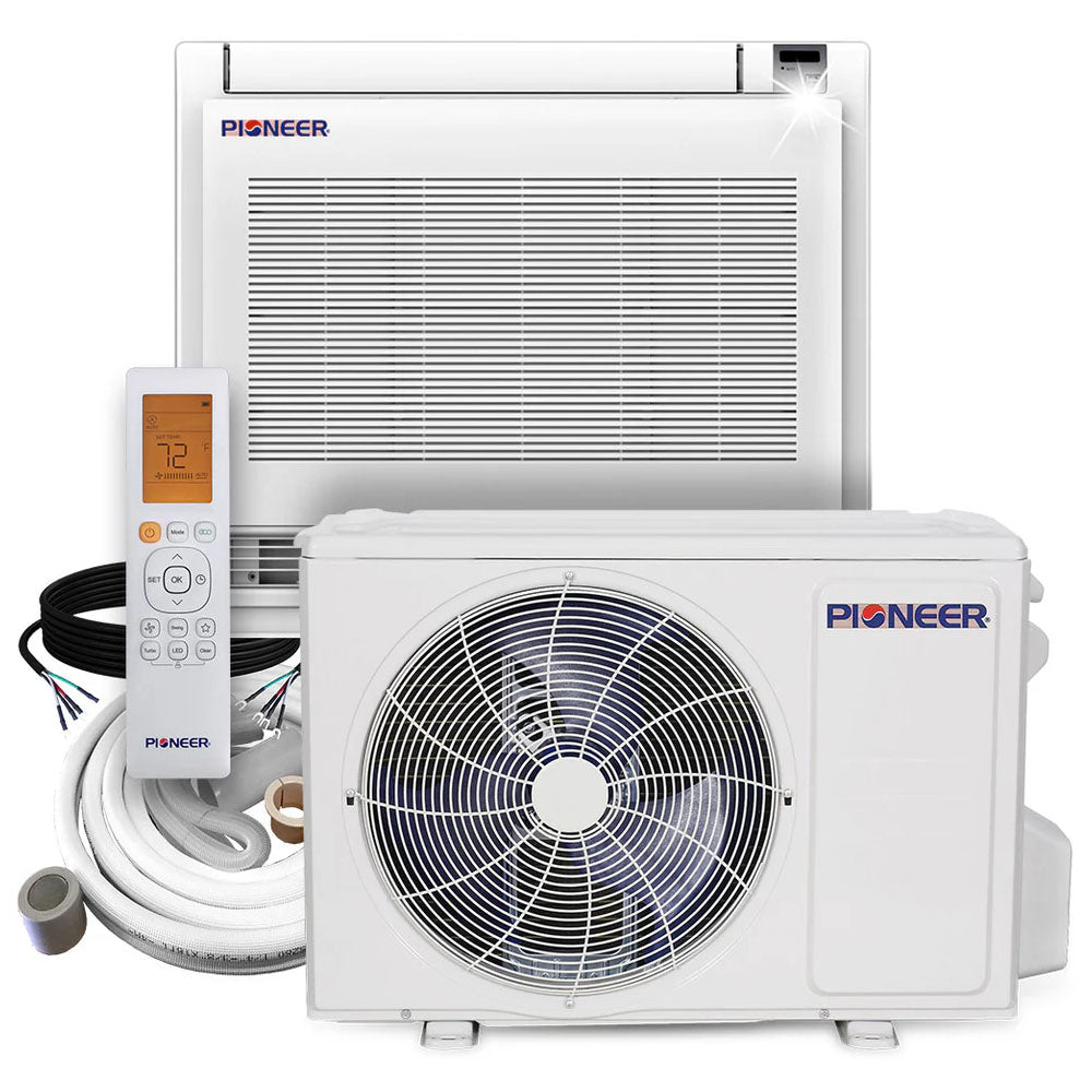 Pioneer® Quantum Ultra™ 12,000 BTU 24.6 SEER2 230V Floor/Low-Wall Mounted Console Ductless Mini-Split Air Conditioner Inverter Heat Pump Full Set