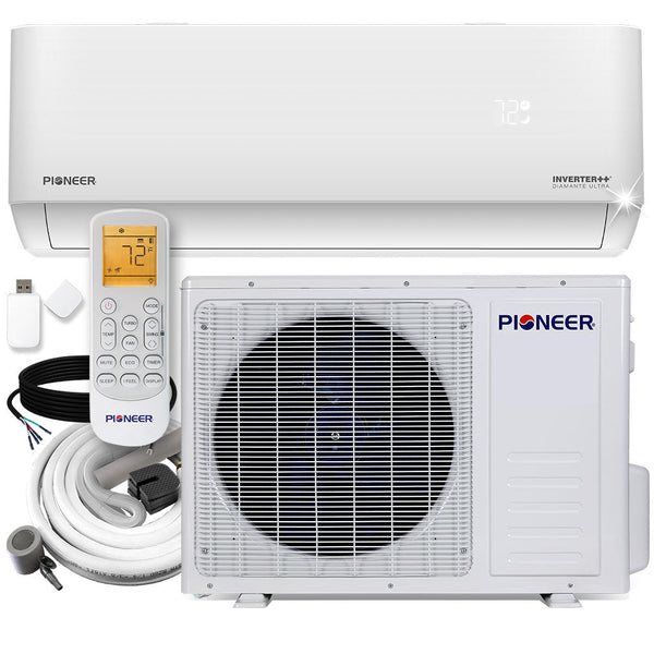 Pioneer® Diamante Ultra 18,000 BTU 21.5 SEER Wi-Fi Ductless Mini-Split Inverter++ Air Conditioner Heat Pump Full Set with 16 Ft. Kit - 230V - Clearance 💰
