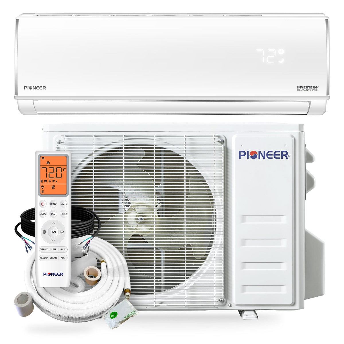 Pioneer® Diamante Pro™ 36,000 BTU 19 SEER2 230V High-Wall Ductless Mini-Split Air Conditioner Inverter Heat Pump with 16 Ft. Kit - Clearance 💰