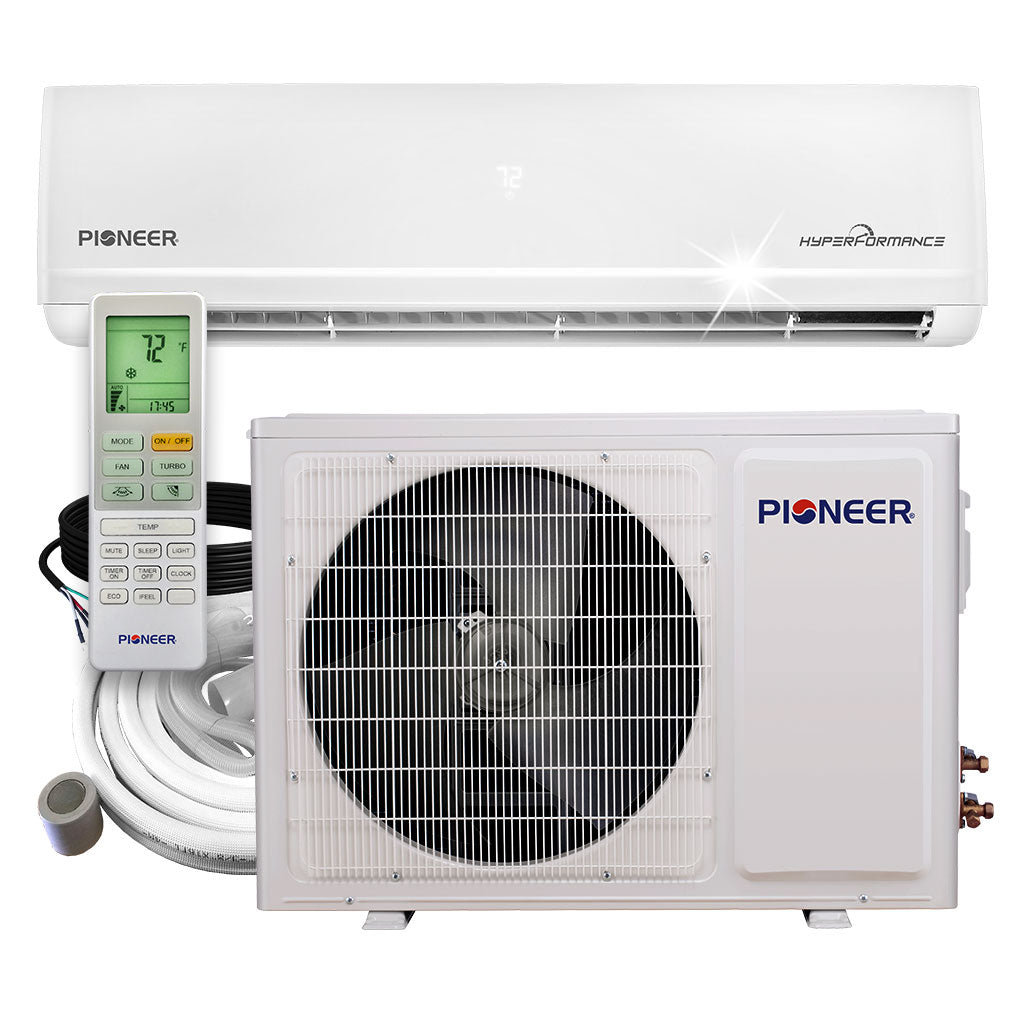 Pioneer® Hyperformance™ 12,000 BTU 23.5 SEER2 Ductless Mini Split Inverter++ Wi-Fi Enabled Air Conditioner Hyper Heat Pump Full Set 230V