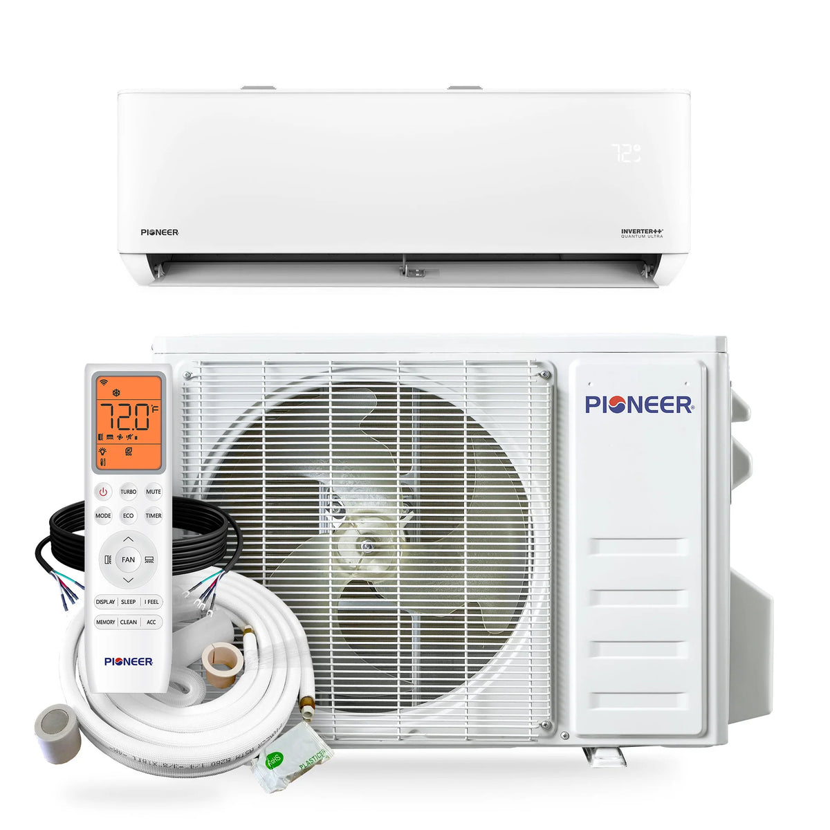 Pioneer® Quantum Ultra™ 9,000 BTU 24 SEER2 230V High-Wall Ductless Mini-Split Air Conditioner Inverter Heat Pump Full Set - Clearance 💰