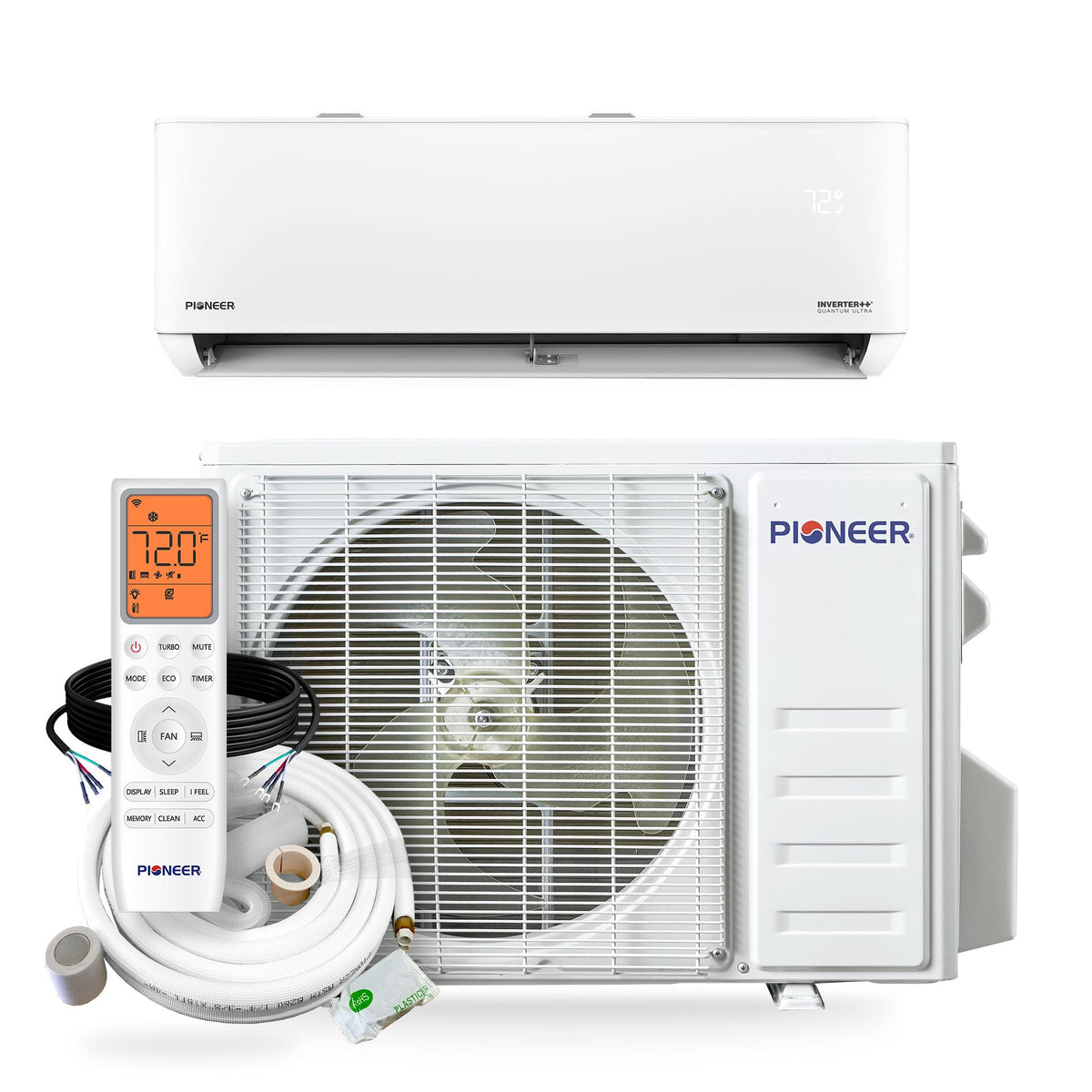 Pioneer® Quantum Ultra™ 9,000 BTU 23 SEER2 115V High-Wall Ductless Mini-Split Air Conditioner Inverter Heat Pump Full Set - Clearance 💰