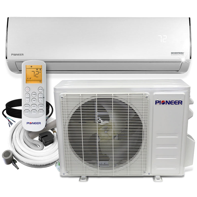 Pioneer® Diamante Series 9,000 BTU 20 SEER Ductless Mini-Split Air Conditioner Inverter+ Heat Pump Full Set 115V with 16 Ft. Kit