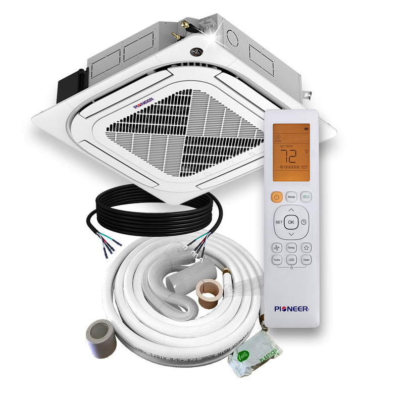 Pioneer® Multi Zone 24,000 BTU Quantum Series Ceiling Cassette Indoor Section Split Inverter++ Air Conditioner Heat Pump 230V